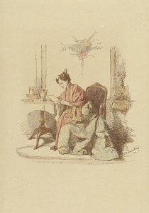 Nő egy levelet olvas egy asztalnál alkotó: Alexander Hugo Bakker Korff