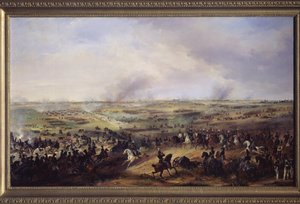 A nemzetek csatája Lipcsében (Németország) 1813 októberében (vagy lipcsei csata, a harmadik koalíció epizódja, a napóleoni háborúk német hadjárata). Alexander Sauerweid (1783-1844) festménye, olaj, vászon. Német művészet 19. század
