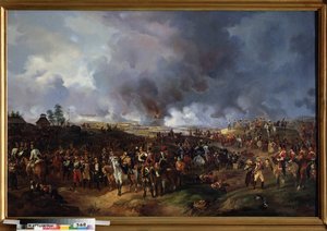 A nemzetek csatája Lipcsében (Németország), 1813. október. (Vagy lipcsei csata, a napóleoni háborúk epizódja, a német hadjárat során (1813). Alexander Ivanovich Sauerweid (1783-1844) festménye, olaj, vászon
