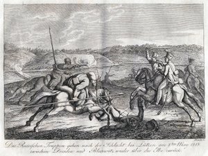 Az orosz csapatok a lutzeni csata után indulnak vissza az Elbán át - Sauerweid, Alekszandr Ivanovics (1783-1844) - 1813 - Rézkarc - 21x26 - Magángyűjtemény alkotó: Alexander Ivanovich Sauerweid