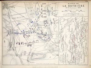 A La Rothiere-i csata térképe, William Blackwood and Sons, Edinburgh és London, 1848 (kézzel színezett metszet) alkotó: Alexander Keith Johnston