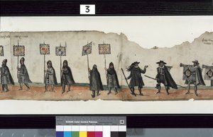 Részlet a The Huntly Funeral Procession-ból, amelyet állítólag 1. György, Huntly márquess obsquis-ihoz használták