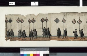 Részlet a The Huntly Funeral Procession-ból, amelyet állítólag 1. György, Huntly márquess obsquis-ihoz használták