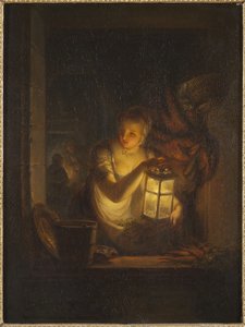 Egy nő lámpással, 1818 alkotó: Alexander Lauréus