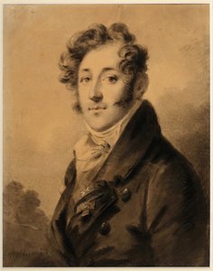 Konsztantyin Jakovlevics Bulgakov (1782-1835) portréja - Alexander (Alexandre) Molinari (1772-1831) munkája, szangvinikus és kréta papíron, 1800 körül, 28x22,3 cm - (Konsztantyin Jakovlevics Bulgakov portréja, szangvinikus, fekete kréta és fehér színű rajt