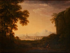Figurák erdős olasz tájon (olaj, vászon) alkotó: Alexander Nasmyth