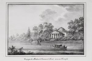 De Laval grófnő nyaralója az Aptekarsky-szigeten, sorozat Szentpétervárra néző kilátás, 1820-as évek