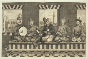 Szíriai zenészek, 4. lemez az „Aleppo természettörténetéből”, pub. Patrick Russell, 1794 alkotó: Alexander Russell