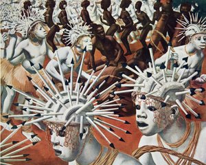 La Ganza (Bambili), az Afrika rajzaiból és festményeiből, a Citroen Center Africa expedíció során kivégezték, a második Haardt Audouin-Dubreuil küldetés, kocsma. Párizs, 1927