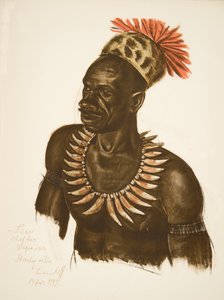 Louaho, Wagenia séf (Stanleyville), az Afrika rajzai és festményei közül, kivégezték a Citroen Center Africa expedíció során, a második Haardt Audouin-Dubreuil küldetésben, kocsmában. Párizs, 1927 (színes világítás
