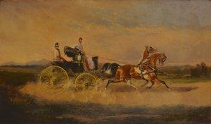 I. Ferenc József osztrák császár lovagol a phaetonjával, 1864.