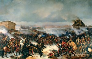 A narvai csata, 1700. november 19. A nagy északi háború epizódja (1700-1721) Svédország és az összes balti ország, Dánia, Lengyelország és Oroszország között. Alexander (Alexander) von Kotzebue (1815-1889) festménye, olaj, vászon