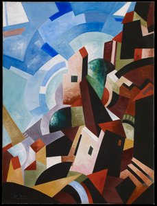 Olasz város a tenger mellett, 1917 körül (olaj és tempera, vászon)