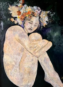 Elmélkedő meztelen nő alkotó: Alexandra Higgins