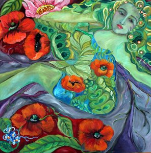 Zöld istennő és pipacsok alkotó: Alexandra Higgins