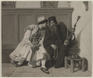 Fiatal görög férfi beszélgetésben egy pappal