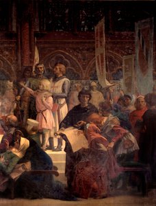 IX. Lajos király azt mondta: Szent Lajos (1214-1270) igazságot szolgáltat Alexandre Cabanel (1823-1889) festménye 19. századi Párizs, Pantheon alkotó: Alexandre Cabanel