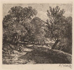 Ember pihen a kőfal mellett alkotó: Alexandre Calame