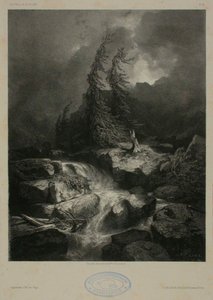 Hegyi patak viharban alkotó: Alexandre Calame