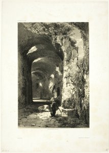Amfiteátrum romja Pouzzoles-ban (Nápolyi Királyság), 9. tábla az Oeuvres de A. Calame-ből alkotó: Alexandre Calame