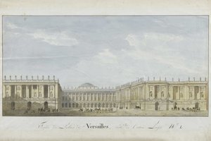 A Versailles-i palota homlokzati terve a bejárati oldalon, 1811-1813. alkotó: Alexandre Dufour