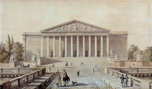 Projekt a Nemzetgyűléshez vagy Palais Bourbon, Palais du Corps Legislatif Evariste Fragonard rajza (1780-1850) 19. századi Párizs, Palais Bourbon