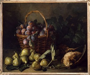Francois Desportes (1661-1743) csendélet, füge és szilva festménye 18. századi Párizs, dekoratív művészetek alkotó: Alexandre Francois Desportes