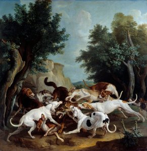 Farkasvadászat festmény, Francois Desportes (1661-1743) 1725 V. 3,36x3,32 m-es rénszarvas, Musee des Beaux Arts alkotó: Alexandre Francois Desportes