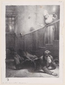 Egy esés a lépcsőn, 1834-35. alkotó: Alexandre Gabriel Decamps