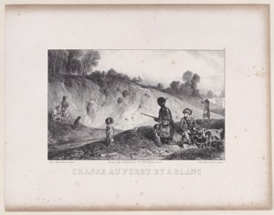 Vadászat egy görényre üresekkel, a Vadászjelenetek sorozatból, 1829. alkotó: Alexandre Gabriel Decamps