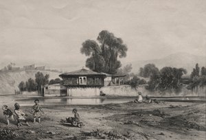 Pavilon a folyó szélén. alkotó: Alexandre Gabriel Decamps