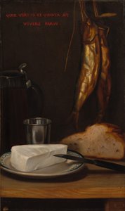 Csendélet heringgel, kenyérrel és sajttal, 1858.