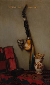 Csendélet pipával és gyufával és Csendélet heringgel, kenyérrel és sajttal pár, 1858. alkotó: Alexandre Gabriel Decamps