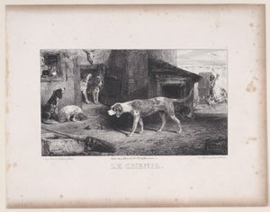 The Kennel, a Hunting Scenes sorozatból, 1829. alkotó: Alexandre Gabriel Decamps