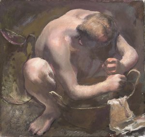 Haját mosó modell, 1929 (tempera, vászon)