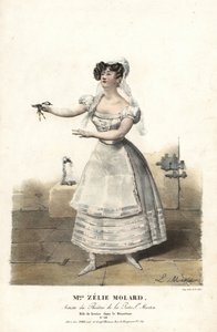 Miss Zelie Molard és Louise táncosnő a Le Deserteur című filmben, Francois-Alexis Blache Jr. koreográfiájában Dauberval, Theater de la Porte St. Martin alkotó: Alexandre Marie Colin