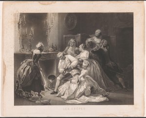 Az elegáns társaság palacsintát süt Les crêpes (cím a tárgyon) alkotó: Alexandre Vincent Sixdeniers