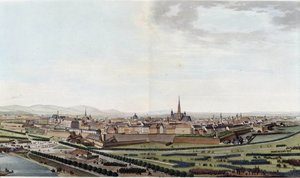 Bécs általános képe a Szent Károly-templomból - „Alexandre de Laborde gróf festői utazása Ausztriába”, Párizs, szerk. Didot az idősebb alkotó: Alexandre de Laborde