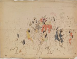 A pandzsábi Sher Singh maharadzsa és Clark brit nagykövet találkozója 1842-ben, 1842-ben alkotó: Alexei Dmitriyevich Saltykov