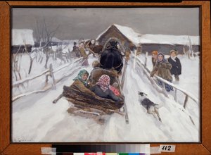 Szán a Mardi Gras alatt (Vezetés húshagyókor) - Alekszej Sztepanovics Sztyepanov (1858-1923) festménye, olaj, vászon