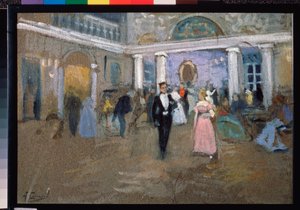 Bál a Larin házban - Illusztráció a regényhez Alekszandr Puskin (1799-1837) "Jevgene Onegin"" versében (Bál a Larin házában - Illusztráció Alekszandr Puskin Jevgenyij Anyegin című regényéhez) - Alekszej Sztyepanovics Sztyepanov munkája (185