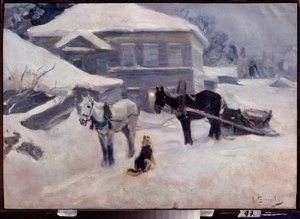 Egy vidéki szálloda – Alekszej Sztepanovics Sztyepanov (1858-1923) festménye, olaj, vászon, 19. század végi, 20. század eleji orosz művészet, tájkép - M. Tuganov Művészeti Múzeum Észak-Oszét, Vlagyikavkaz (Oroszország)