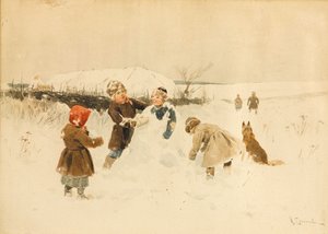 Hóember készítés, 1891. alkotó: Alexei Stepanovich Stepanov