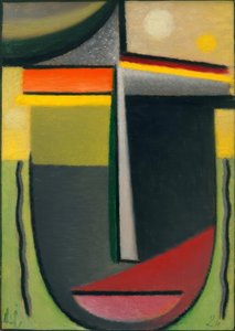 Absztrakt fej: belül zöld - arany alkotó: Alexej von Jawlensky