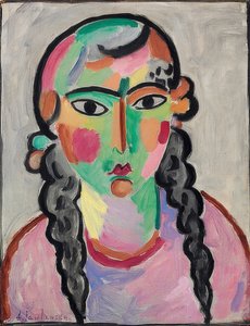 A sápadt lány szürke copfokkal. 1916 körül alkotó: Alexej von Jawlensky