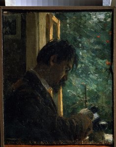 ""A metsző Vaszilij Mate (Mathe) (1856-1917) munkában"" Alekszej von Javlenszkij (Alexi von Jawlensky, Alexej von Javlenski) festménye (1864-1941) 1892 Állami Orosz Múzeum Szentpétervár alkotó: Alexej von Jawlensky