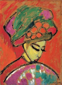 Fiatal lány virágos kalappal alkotó: Alexej von Jawlensky