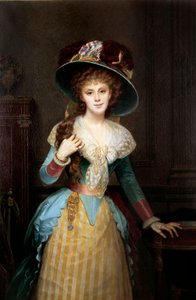 Nagy kalapos nő portréja, Alexis Joseph Perignon (1806-1882) festménye, 19. századi Dijon, Musee des Beaux Arts