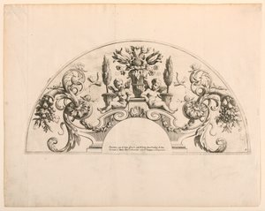 Legyezőlevelek, a készlet ötödik és hatodik lemeze, "Divers Desseins de grands Eventails, Encrans, et autres Ornamens, invented et engraved par Nicolas Loire" alkotó: Alexis Loir
