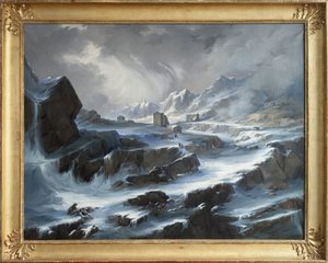 A Col du Grand Saint Bernard, a havas hegyszorost ábrázoló romantikus jelenet az Alpokban található, az olaszországi Valle d